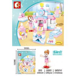 SEMBO 103124 non  ƯỚC MƠ LÂU ĐÀI NHỎ 6 bộ đồ chơi xếp lắp ráp ghép mô hình Girl Con Gái 150 khối