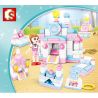 SEMBO 103124 non  ƯỚC MƠ LÂU ĐÀI NHỎ 6 bộ đồ chơi xếp lắp ráp ghép mô hình Girl Con Gái 150 khối