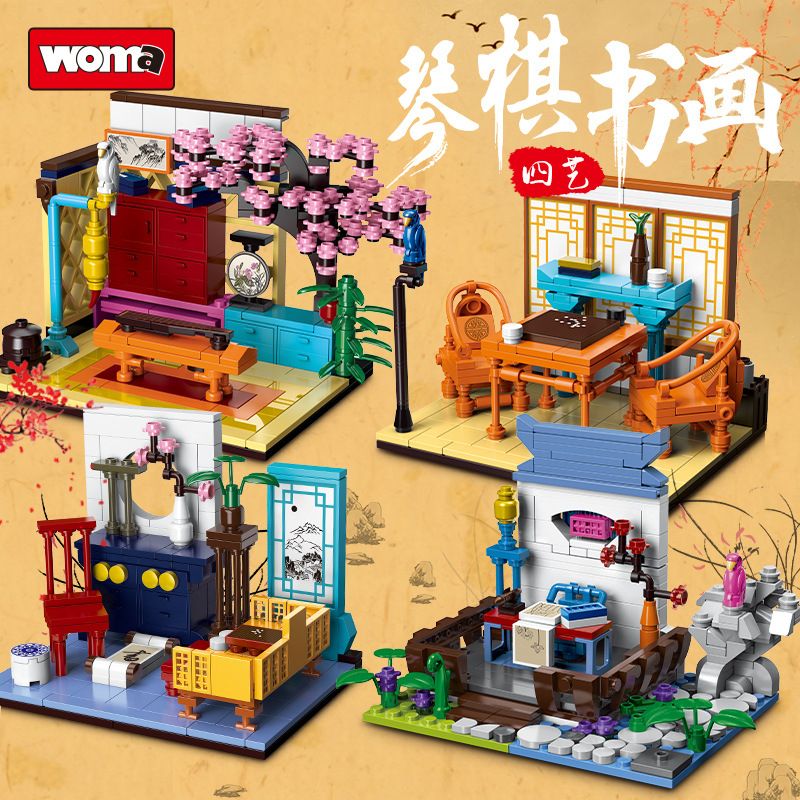 WOMA C0325-1 0325-1 C0325-2 0325-2 C0325-3 0325-3 C0325-4 0325-4 non  TÁM YA QIN CỜ VUA VÀ VẼ BỐN NGHỆ THUẬT bộ đồ chơi xếp lắp ráp ghép mô hình Arts & Crafts 1085 khối