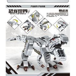 MINGDI 10036 non  THẾ GIỚI KHỦNG LONG RỒNG TYSIC bộ đồ chơi xếp lắp ráp ghép mô hình Dino DINOSAUR WORLD INDOMINUS REX 482 khối