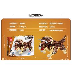 MINGDI 10035 non  THẾ GIỚI KHỦNG LONG TAM GIÁC RỒNG bộ đồ chơi xếp lắp ráp ghép mô hình Dino DINOSAUR WORLD TRICERATOPS 496 khối