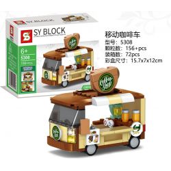 SHENG YUAN SY 5308 non  XE CÀ PHÊ LƯU ĐỘNG bộ đồ chơi xếp lắp ráp ghép mô hình City Thành Phố 72 khối