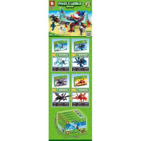 SHENG YUAN SY 5604 non  TRANG WORLD 4 ROCK ICE YING DRAGON LEI SHI MOON YUNLONG HOA TỐI FLAME MUN bộ đồ chơi xếp lắp ráp ghép mô hình Minecraft PIXELS WORLD Game Xây Dựng 969 khối