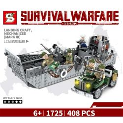 SHENG YUAN SY 1725 non  TÀU HẠ CÁNH LCM3 QUÂN SỰ HOA KỲ bộ đồ chơi xếp lắp ráp ghép mô hình Military Army SURVIVAL WARFARE LANDING CRAFT MECHANIZED MARK III Quân Sự Bộ Đội 408 khối