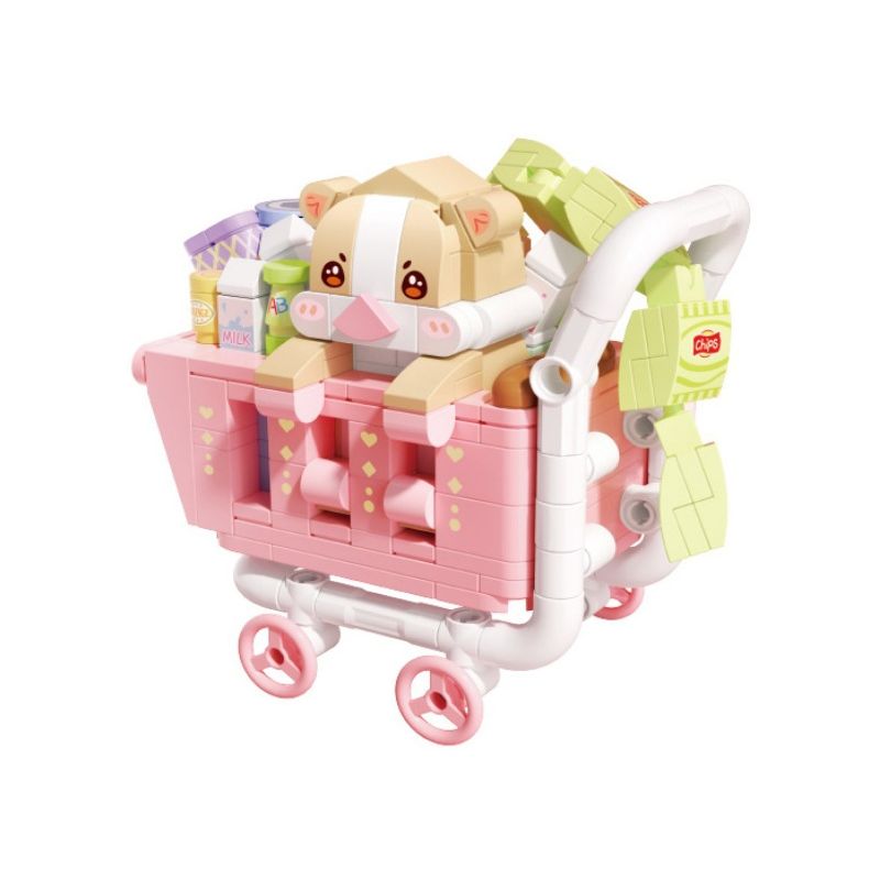 GEKKOSHA 802024 non  GIỎ HÀNG HAMSTER bộ đồ chơi xếp lắp ráp ghép mô hình FANTASY PETS HAMSTER SHOPPING CART 287 khối