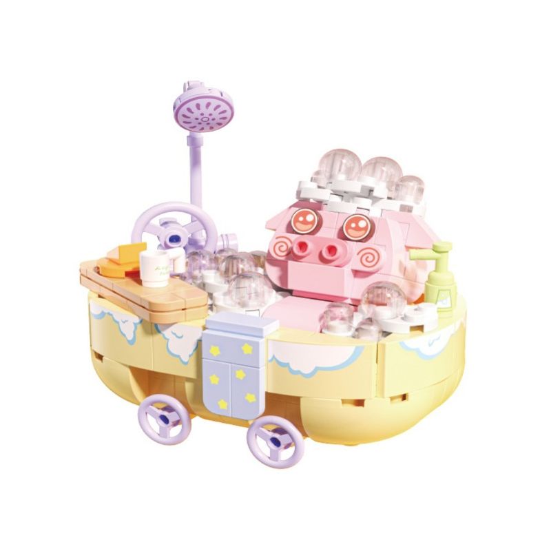 GEKKOSHA 802023 non  GIỎ TẮM LỢN bộ đồ chơi xếp lắp ráp ghép mô hình FANTASY PETS PINK PIG 255 khối