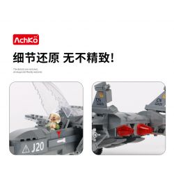 ACHKO 40002 non  MÁY BAY CHIẾN ĐẤU XUẤT SẮC TRUNG QUỐC TÀNG HÌNH J-20 bộ đồ chơi xếp lắp ráp ghép mô hình Military Army J-20 FIGHTER Quân Sự Bộ Đội 746 khối
