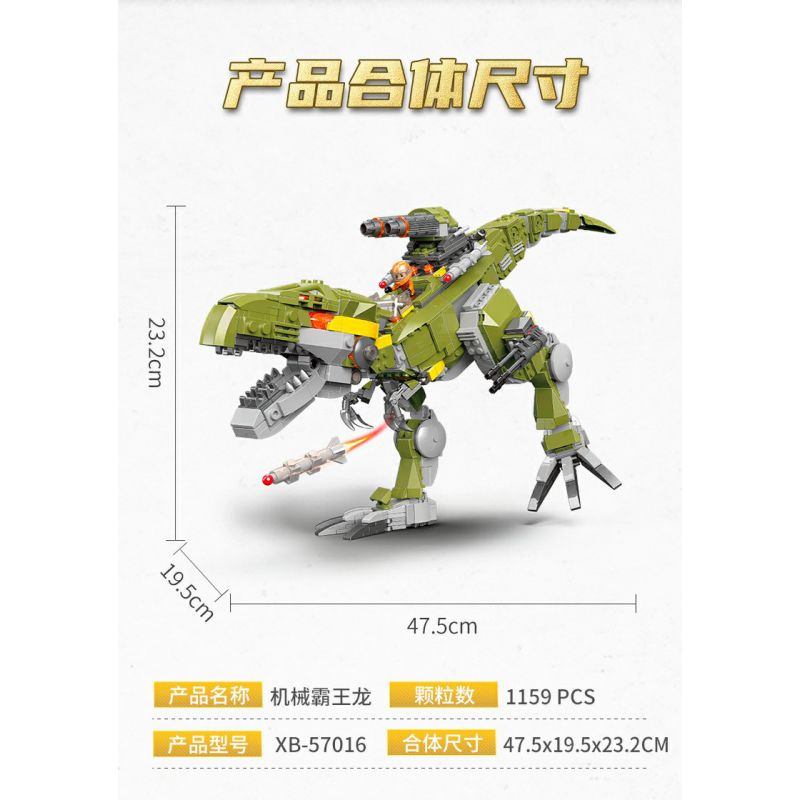 XINGBAO XB-57016 57016 XB57016 non  TYRANNOSAURUS REX CƠ HỌC (10 TRONG 1) bộ đồ chơi xếp lắp ráp ghép mô hình Creator Sáng Tạo 1159 khối