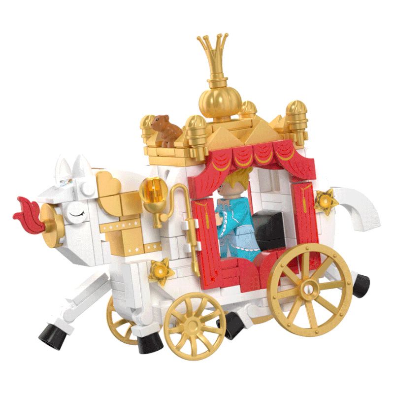 WEKKI 506178 non  CÔ BÉ LỌ LEM BMW bộ đồ chơi xếp lắp ráp ghép mô hình FAIRY TALE TOWN MINI-CAR FASTER CARRIGE 221 khối
