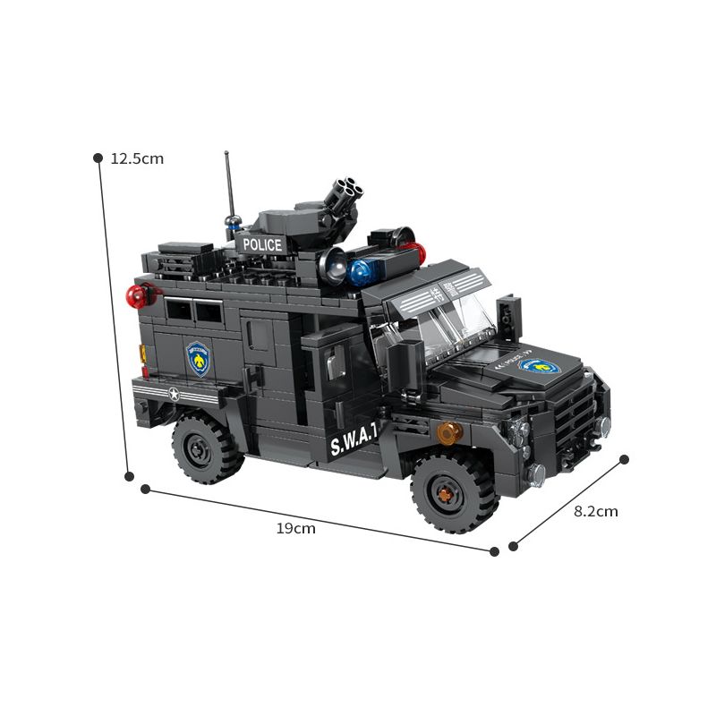 Kazi KY67282 67282 non  XE BỌC THÉP HỔ RĂNG KIẾM FORD F550 ARMOUR HUMMER bộ đồ chơi xếp lắp ráp ghép mô hình 487 khối