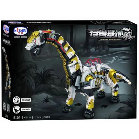 Winner 5109 non  BRONTOSAURUS CƠ KHÍ bộ đồ chơi xếp lắp ráp ghép mô hình DINOSAUR BASE EXPLORE 2253 khối