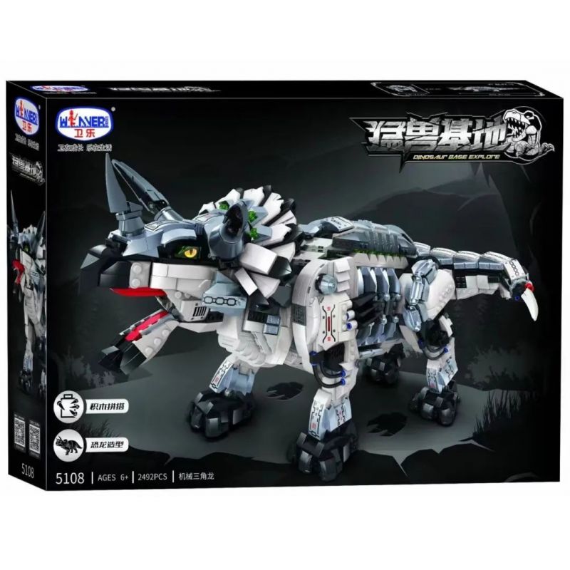 Winner 5108 non  TRICERATOPS CƠ HỌC bộ đồ chơi xếp lắp ráp ghép mô hình DINOSAUR BASE EXPLORE 2492 khối