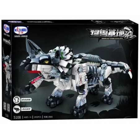 Winner 5108 non  TRICERATOPS CƠ HỌC bộ đồ chơi xếp lắp ráp ghép mô hình DINOSAUR BASE EXPLORE 2492 khối