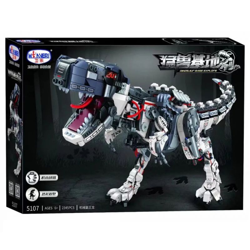 Winner 5107 non  T-REX CƠ KHÍ bộ đồ chơi xếp lắp ráp ghép mô hình DINOSAUR BASE EXPLORE 2345 khối