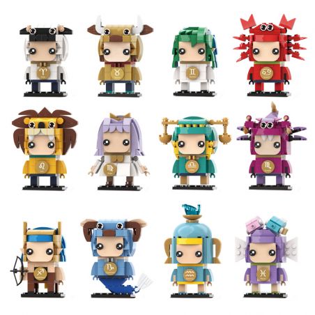 WANGE WG037 WG038 WG039 WG040 WG041 WG042 WG043 WG044 WG045 WG046 WG047 WG048 non  MƯỜI HAI CHÒM SAO ĐẦU GẠCH 12 PHONG CÁCH bộ đồ chơi xếp lắp ráp ghép mô hình Brickheadz Nhân Vật Đầu To 1090 khối