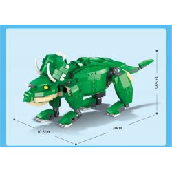 GUDI 50102 non  HUNG DỮ TYRANNOSAURUS REX BRACHIOSAURUS TRICERATOPS bộ đồ chơi xếp lắp ráp ghép mô hình CREATIVE WORKS 372 khối