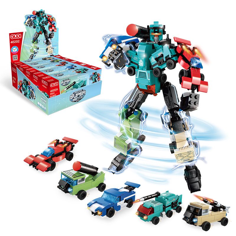 GUDI 40202A 40202B 40202C 40202D 40202E non  CHIẾN BINH BÃO 5 KẾT HỢP bộ đồ chơi xếp lắp ráp ghép mô hình SUPER SENTAI 357 khối