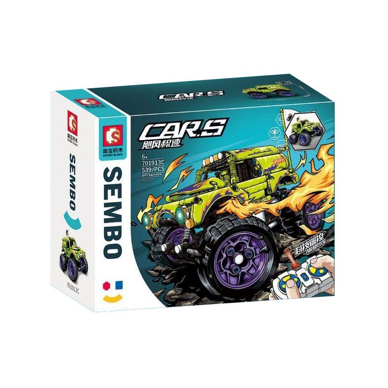 SEMBO 701913C non  XE TẢI QUÁI VẬT RC MA NỬA ĐÊM bộ đồ chơi xếp lắp ráp ghép mô hình CAR.S 539 khối