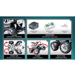 SEMBO 701910C non  XE TẢI QUÁI VẬT ĐIỀU KHIỂN TỪ XA CHO CHÓ ĐỐM bộ đồ chơi xếp lắp ráp ghép mô hình CAR.S 525 khối