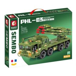 SEMBO 203109 non  BỆ PHÓNG TÊN LỬA TỰ HÀNH PHL-03 bộ đồ chơi xếp lắp ráp ghép mô hình Military Army PHL-03 MULTIPLE LAUNCH ROCKET SYSTEM Quân Sự Bộ Đội 744 khối