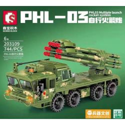SEMBO 203109 non  BỆ PHÓNG TÊN LỬA TỰ HÀNH PHL-03 bộ đồ chơi xếp lắp ráp ghép mô hình Military Army PHL-03 MULTIPLE LAUNCH ROCKET SYSTEM Quân Sự Bộ Đội 744 khối
