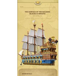 REOBRIX 66011 non  HMS MẶT TRỜI bộ đồ chơi xếp lắp ráp ghép mô hình Pirates Of The Caribbean THE ROYAL FLEET SUN Cướp Biển Vùng Caribe 3162 khối