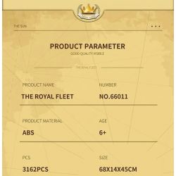 REOBRIX 66011 non  HMS MẶT TRỜI bộ đồ chơi xếp lắp ráp ghép mô hình Pirates Of The Caribbean THE ROYAL FLEET SUN Cướp Biển Vùng Caribe 3162 khối