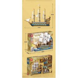 REOBRIX 66011 non  HMS MẶT TRỜI bộ đồ chơi xếp lắp ráp ghép mô hình Pirates Of The Caribbean THE ROYAL FLEET SUN Cướp Biển Vùng Caribe 3162 khối