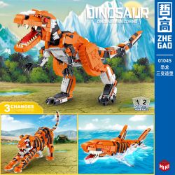 ZHEGAO 01045 non  KHỦNG LONG BA LẦN THAY ĐỔI HÌNH DẠNG bộ đồ chơi xếp lắp ráp ghép mô hình Dino DINOSAUR 1030 khối