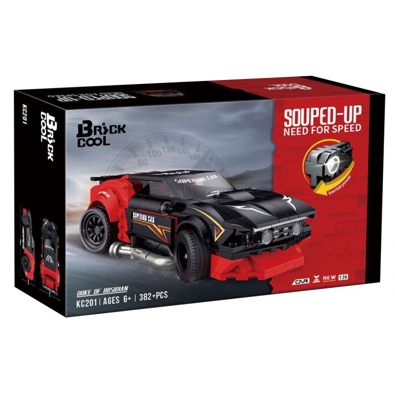 BRICKCOOL KC201 non  NỔ MÌN DUKE OF BLACK tỷ lệ 1:24 bộ đồ chơi xếp lắp ráp ghép mô hình Racers SOUPED-UP DUKE OF OBSIDIAN Đua Tốc Độ 382 khối