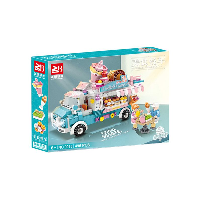 FAIR 9015 non  Q XE TRÁNG MIỆNG DỄ THƯƠNG bộ đồ chơi xếp lắp ráp ghép mô hình KITCHEN VEHICLE 496 khối
