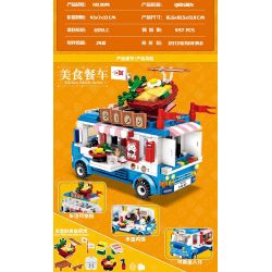 FAIR 9014 non  XE RAMEN Q DỄ THƯƠNG bộ đồ chơi xếp lắp ráp ghép mô hình KITCHEN VEHICLE 497 khối