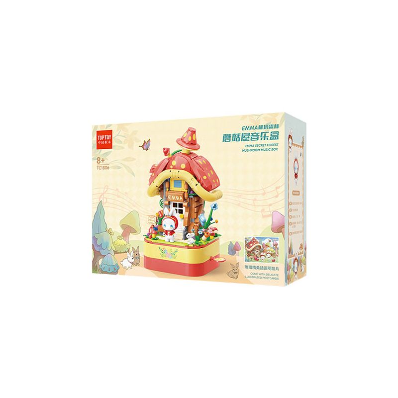 TOP TOY TC1806 1806 non  HỘP NHẠC NGÔI NHÀ NẤM bộ đồ chơi xếp lắp ráp ghép mô hình 650 khối