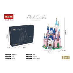 HSANHE 5234 non  LÂU ĐÀI MÀU HỒNG bộ đồ chơi xếp lắp ráp ghép mô hình PINK CASTLE 596 khối