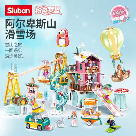 SLUBAN M38-B0962 B0962 0962 M38B0962 38-B0962 non  KHU NGHỈ MÁT TRƯỢT TUYẾT TRÊN NÚI CAO bộ đồ chơi xếp lắp ráp ghép mô hình