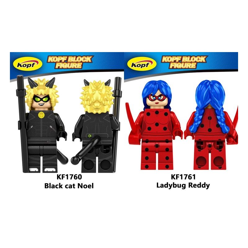 KOPF KF1760 1760 KF1761 1761 non  CÔ GÁI BỌ RÙA 2 NHÂN VẬT NHỎ bộ đồ chơi xếp lắp ráp ghép mô hình Collectable Minifigures MIRACULOUS TALES OF LADYBUG & CAT NOIR Búp Bê Sưu Tầm