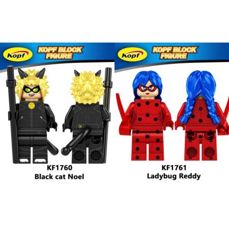 KOPF KF1760 1760 KF1761 1761 non  CÔ GÁI BỌ RÙA 2 NHÂN VẬT NHỎ bộ đồ chơi xếp lắp ráp ghép mô hình Collectable Minifigures MIRACULOUS TALES OF LADYBUG & CAT NOIR Búp Bê Sưu Tầm