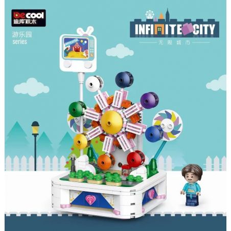 Decool 77107 Jisi 77107 non  FERRIS WHEEL. bộ đồ chơi xếp lắp ráp ghép mô hình Infinite City Thành Phố Vô Hạn 124 khối