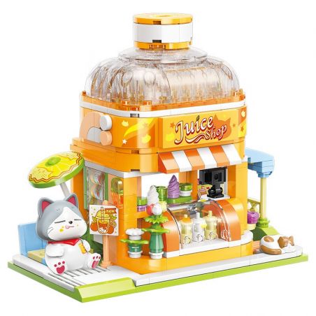 KEEPPLEY K28017 28017 non  CỬA HÀNG NƯỚC TRÁI CÂY MÀU XANH VÀ TRẮNG bộ đồ chơi xếp lắp ráp ghép mô hình LOVELY STREET