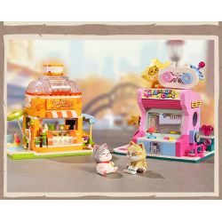 KEEPPLEY K28017 28017 non  CỬA HÀNG NƯỚC TRÁI CÂY MÀU XANH VÀ TRẮNG bộ đồ chơi xếp lắp ráp ghép mô hình LOVELY STREET