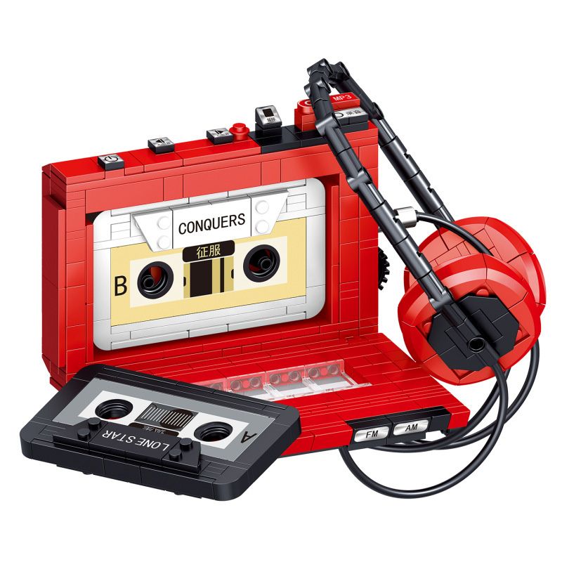 ZHEGAO 00989 non  MÁY THU ÂM bộ đồ chơi xếp lắp ráp ghép mô hình Creator RETRO CLASSIC TYPE RECORDER Sáng Tạo 457 khối