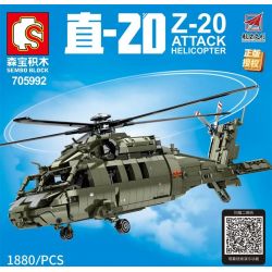 SEMBO 705992 non  TRỰC TIẾP -20 MÁY BAY THĂNG TỔNG HỢP CỠ TRUNG BÌNH bộ đồ chơi xếp lắp ráp ghép mô hình Military Army Z-20 ATTACK HELICOPTER Quân Sự Bộ Đội 1880 khối