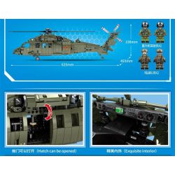 SEMBO 705992 non  TRỰC TIẾP -20 MÁY BAY THĂNG TỔNG HỢP CỠ TRUNG BÌNH bộ đồ chơi xếp lắp ráp ghép mô hình Military Army Z-20 ATTACK HELICOPTER Quân Sự Bộ Đội 1880 khối