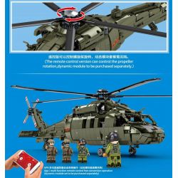 SEMBO 705992 non  TRỰC TIẾP -20 MÁY BAY THĂNG TỔNG HỢP CỠ TRUNG BÌNH bộ đồ chơi xếp lắp ráp ghép mô hình Military Army Z-20 ATTACK HELICOPTER Quân Sự Bộ Đội 1880 khối
