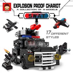 RUIZHI BEE 11043 non  XE CHỐNG CHÁY NỔ ĐẶC BIỆT 16 KẾT HỢP bộ đồ chơi xếp lắp ráp ghép mô hình CITY SWAT 499 khối