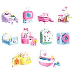 Enlighten 35016 Qman 35016 non  NUAN LIFE BLIND BOX 10 MẪU KHUNG LEO CHO MÈO BÀN TRANG ĐIỂM ĐÀN PIANO NHỎ GHẾ SOFA TV CHĂN TỦ LẠNH CON LĂN MÁY NƯỚNG BÁNH MÌ BỒN TẮM bộ đồ chơi xếp lắp ráp ghép mô hình Tastingbrick BUILD&FUN