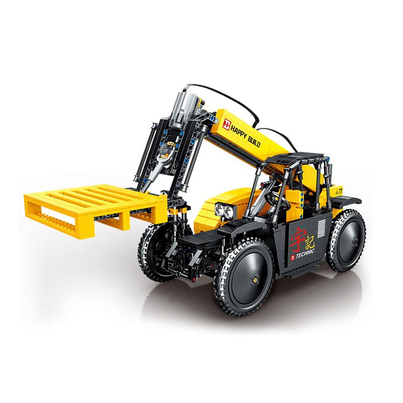 HAPPY BUILD SHINEYU XINYU YC-22008 22008 YC22008 non  XE NÂNG LỚN tỷ lệ 1:17 bộ đồ chơi xếp lắp ráp ghép mô hình Build Team SHINE YU SIMULATION LIFT FORKILFT Đội Xây Dựng 1458 khối