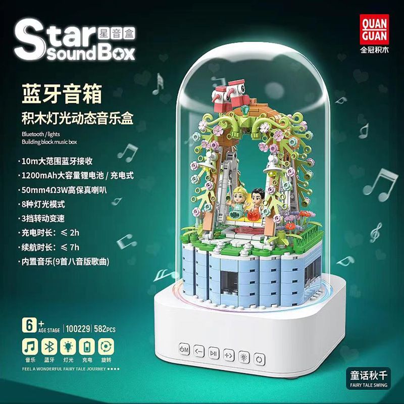 QuanGuan 100229 Quan Guan 100229 non  LOA BLUETOOTH FAIRY TALE SWING bộ đồ chơi xếp lắp ráp ghép mô hình Valentine's Day STAR SOUND BOX FAIRY TALE SWING Lễ Tình Nhân 582 khối