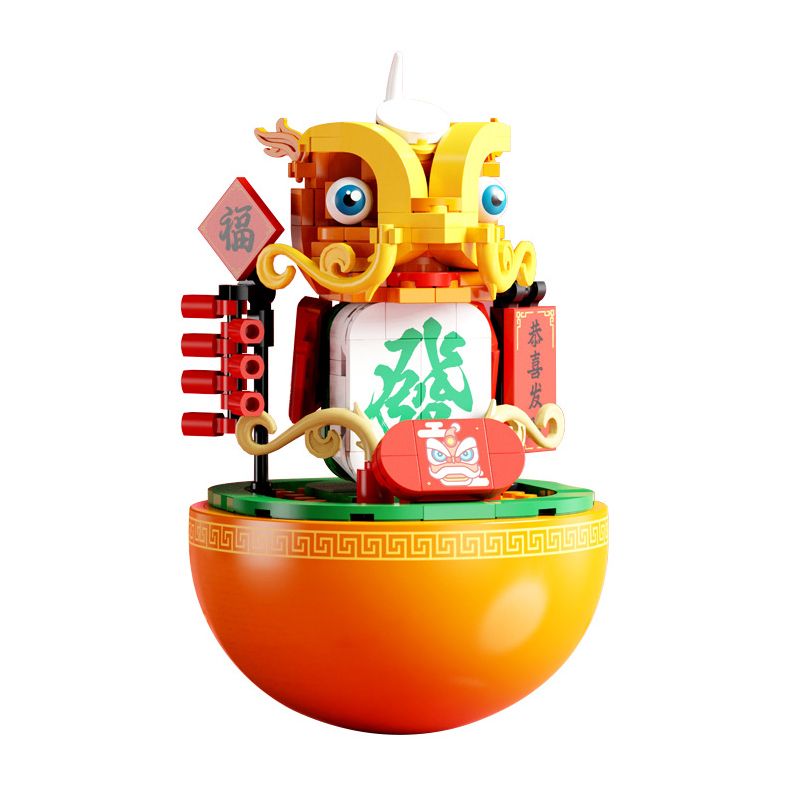 YICHAO 1209-4 non  MÚA SƯ TỬ bộ đồ chơi xếp lắp ráp ghép mô hình ROLY POLY BRICKS 198 khối