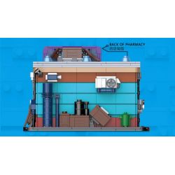 BRICKCOOL KS004 non  TIỆM THUỐC bộ đồ chơi xếp lắp ráp ghép mô hình CYBER STREET CORNER 1270 khối